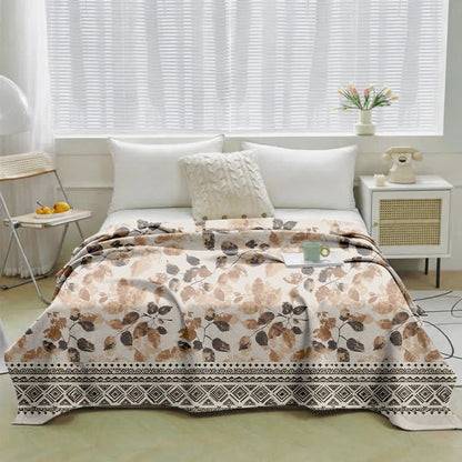 Boho-Herbstblatt-Baumwollgaze-Steppdecke - image 1