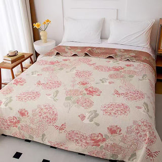 Jacquard-Steppdecke mit rosa Hortensienmuster aus Bohnenpaste - Königin - image 0