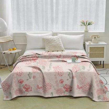 Jacquard-Steppdecke mit rosa Hortensienmuster aus Bohnenpaste - image 1