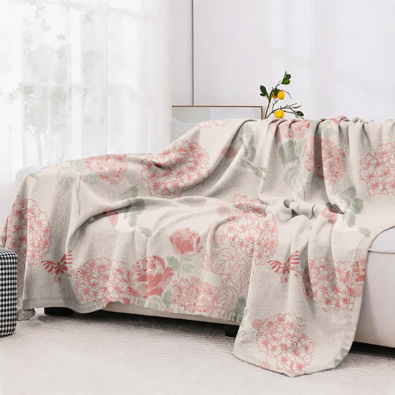 Jacquard-Steppdecke mit rosa Hortensienmuster aus Bohnenpaste - image 4