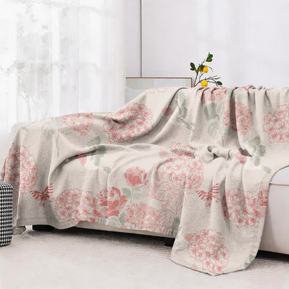Jacquard-Steppdecke mit rosa Hortensienmuster aus Bohnenpaste - image 4
