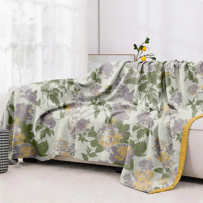 Flieder- und senffarbene Jacquard-Gaze-Steppdecke mit Blumenmuster - image 4