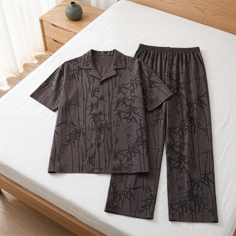 Loungewear-Set aus 100 % Baumwolle mit dunklen Bambusknöpfen - image 1