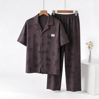 Loungewear-Set aus 100 % Baumwolle mit Kaninchen- und Pflanzenmuster - Grau - 3XL - image 0