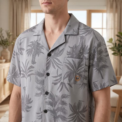 Loungewear-Set aus Baumwolle mit tropischen Palmenknöpfen - image 3