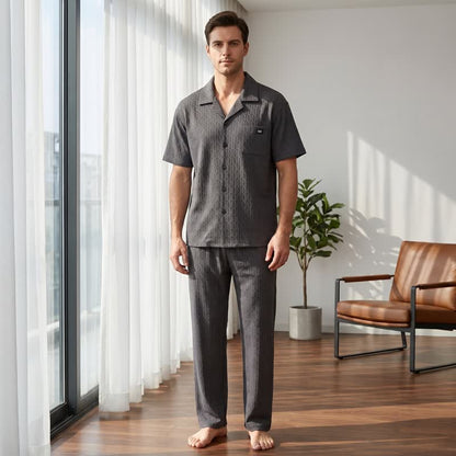 Loungewear-Set aus Baumwolle mit geometrischem Kettenmuster - image 2