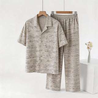 Loungewear-Set aus melierter Baumwolle mit Knöpfen - Beige - 3XL - image 0