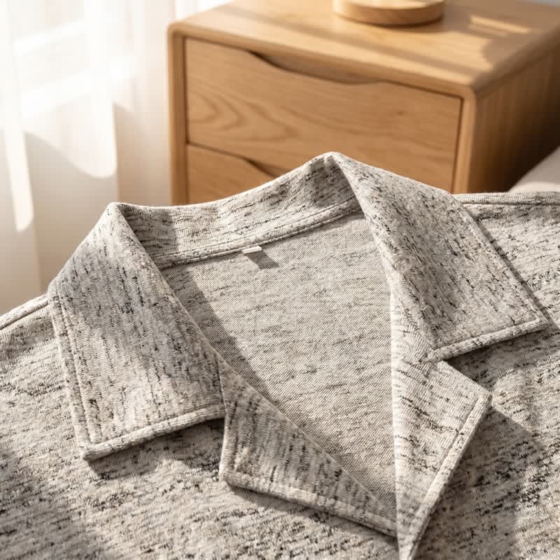 Loungewear-Set aus melierter Baumwolle mit Knöpfen - image 4