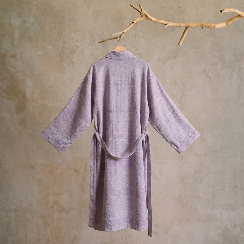 Kimono-Bademantel aus Baumwolle mit ethnischem geometrischem Muster - image 10
