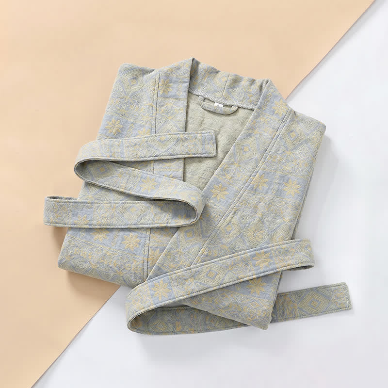 Kimono-Bademantel aus Baumwolle mit ethnischem geometrischem Muster - image 14