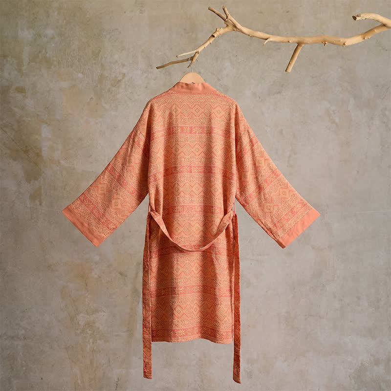 Kimono-Bademantel aus Baumwolle mit ethnischem geometrischem Muster - image 1