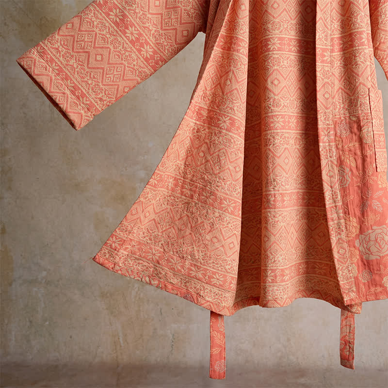 Kimono-Bademantel aus Baumwolle mit ethnischem geometrischem Muster - image 4