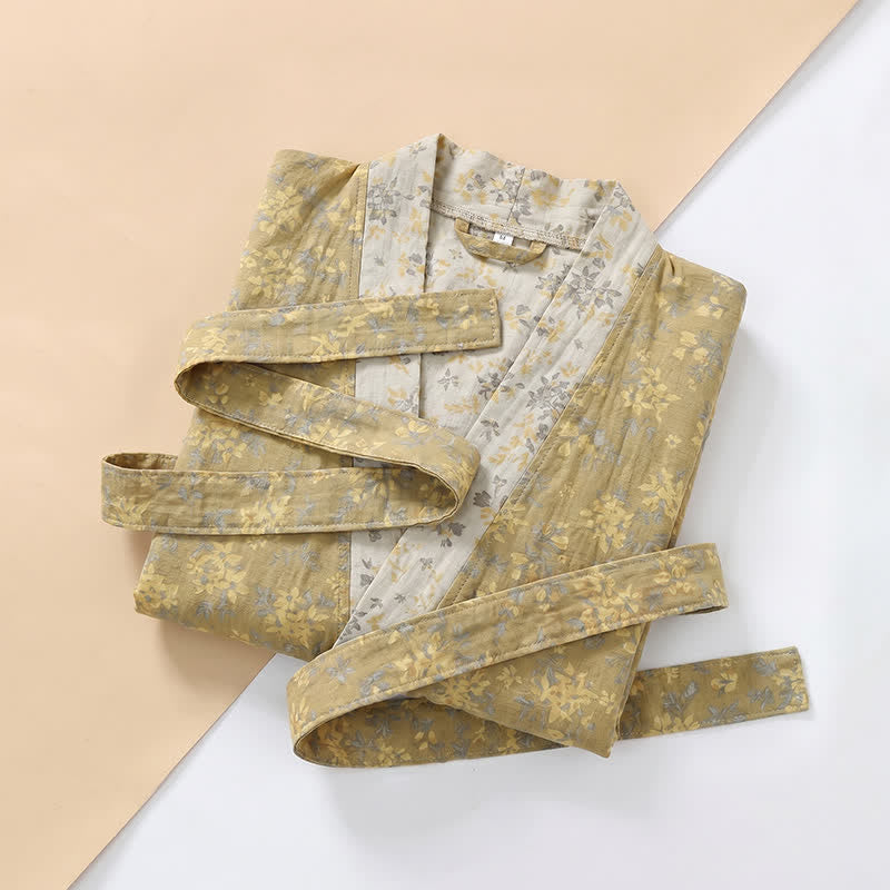 Wendbarer Kimono-Bademantel aus Baumwolle mit Blumenmuster - image 8