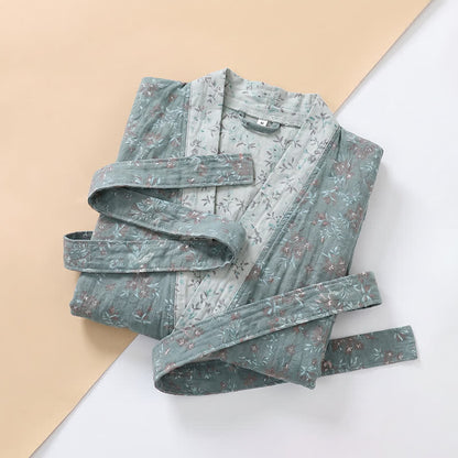 Wendbarer Kimono-Bademantel aus Baumwolle mit Blumenmuster - image 11