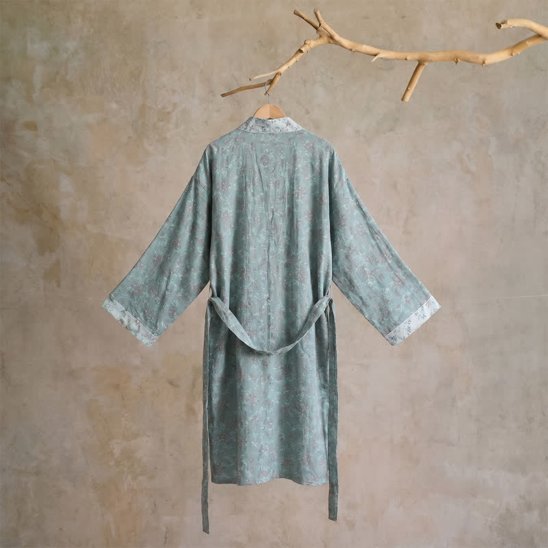 Wendbarer Kimono-Bademantel aus Baumwolle mit Blumenmuster - image 10