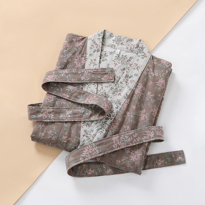 Wendbarer Kimono-Bademantel aus Baumwolle mit Blumenmuster - image 14
