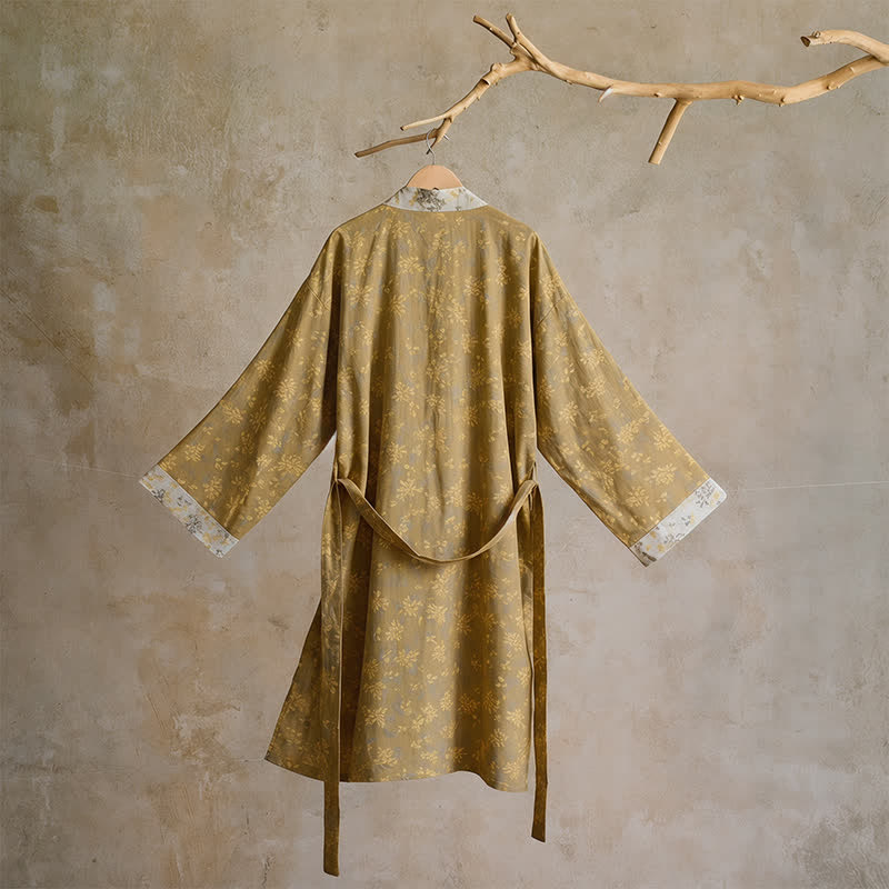 Wendbarer Kimono-Bademantel aus Baumwolle mit Blumenmuster - image 2