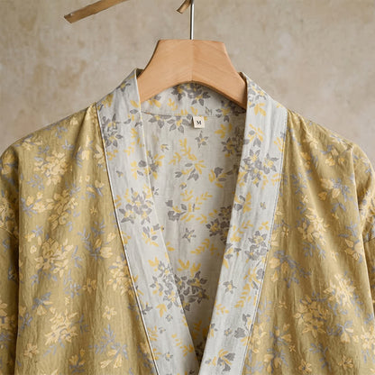Wendbarer Kimono-Bademantel aus Baumwolle mit Blumenmuster - image 3