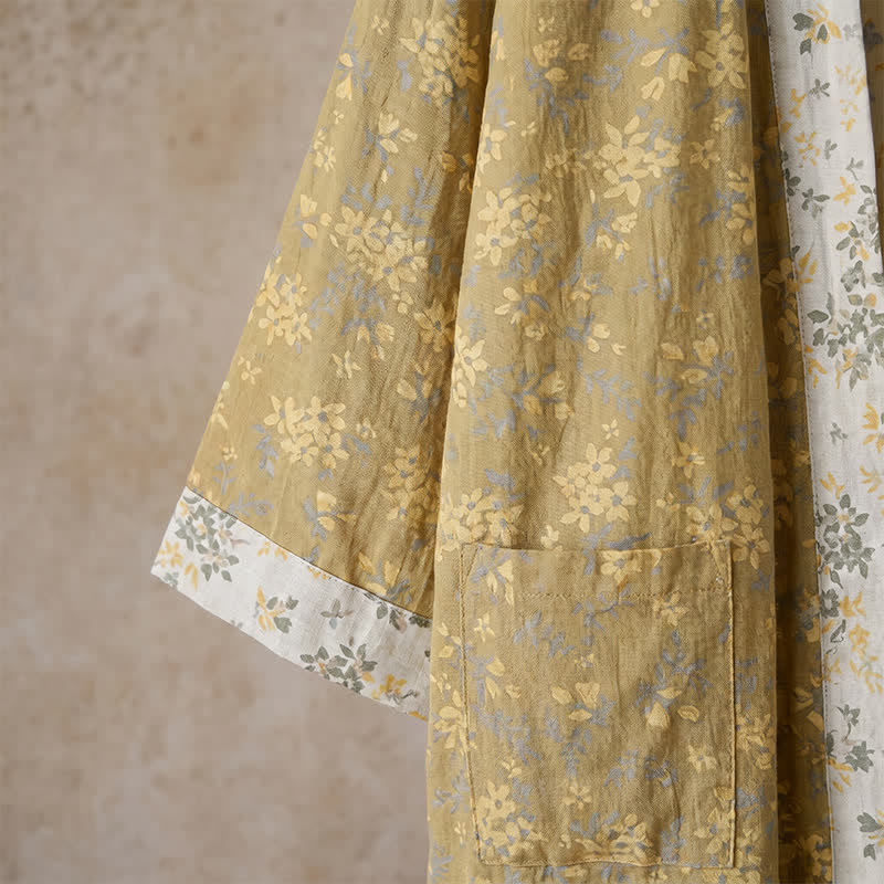 Wendbarer Kimono-Bademantel aus Baumwolle mit Blumenmuster - image 5