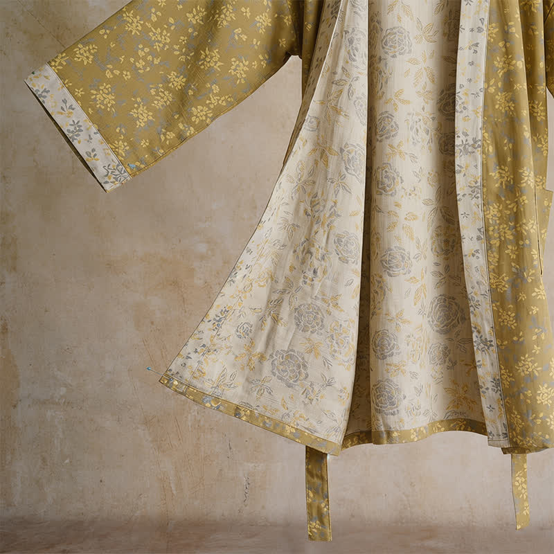 Wendbarer Kimono-Bademantel aus Baumwolle mit Blumenmuster - image 4