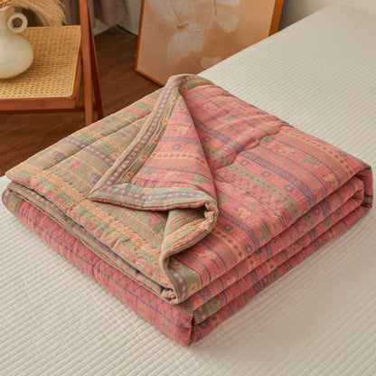 Jacquard-Doppellagen-Gaze-Steppdecke aus natürlicher Baumwolle - image 5