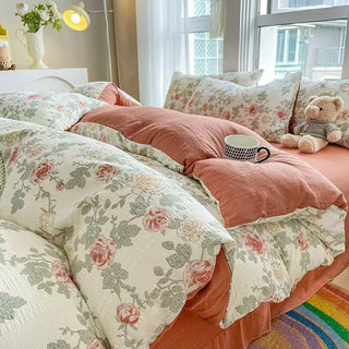 Vintage Rosen-Bettwäsche-Set im Cottagecore-Stil aus Baumwolle - König - Bettwäsche-Set (Flachlaken-Stil) - image 0