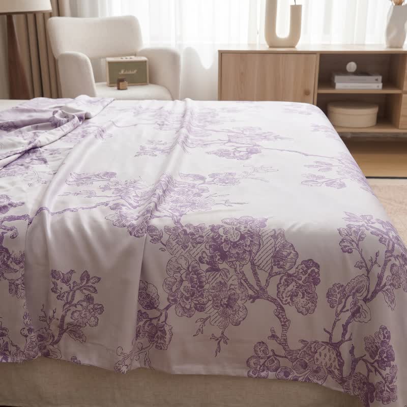 Mehrfarbige Patchworkdecke aus Bambusfasern mit floralem Rankenmuster - image 3