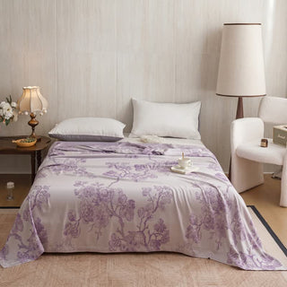 Mehrfarbige Patchworkdecke aus Bambusfasern mit floralem Rankenmuster - Lila - Königin - image 0