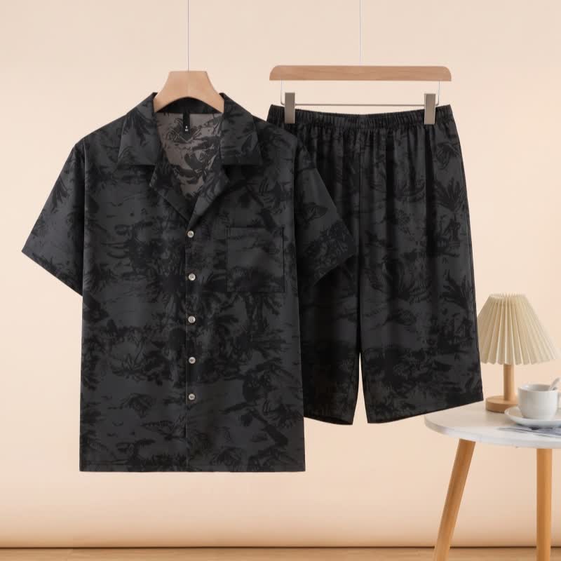 Unisex-Pyjama-Set mit dunklem Muster - Schwarz - 3XL - image 0