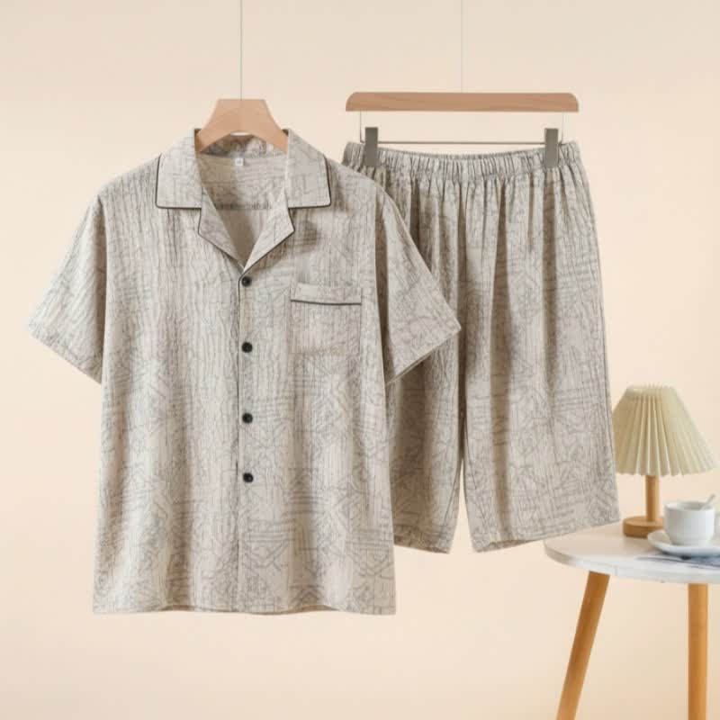 Unisex Loungewear-Set mit geometrischem Muster - Beige - 3XL - image 0