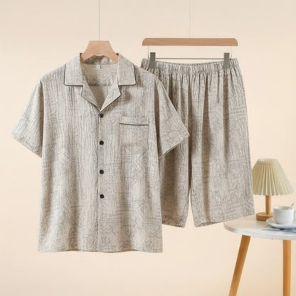 Unisex Loungewear-Set mit geometrischem Muster - Beige - 3XL - image 0