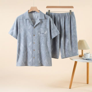 Unisex-Pyjama-Set aus reiner Baumwolle mit Federn - Grau - 4XL - image 0