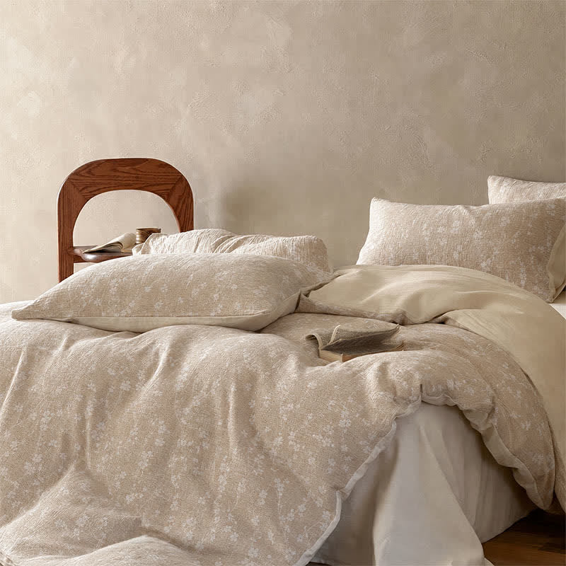 Bettwäsche-Set aus Baumwolle mit zartem Kamel- und zartem Blumenmuster (Jacquard) - image 3