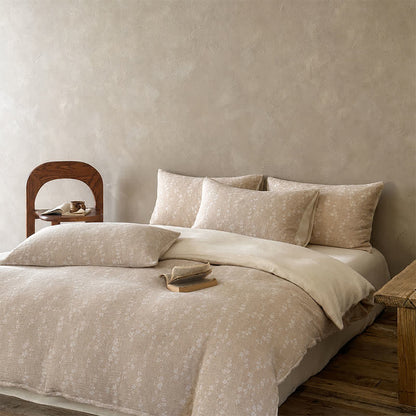Bettwäsche-Set aus Baumwolle mit zartem Kamel- und zartem Blumenmuster (Jacquard) - image 1