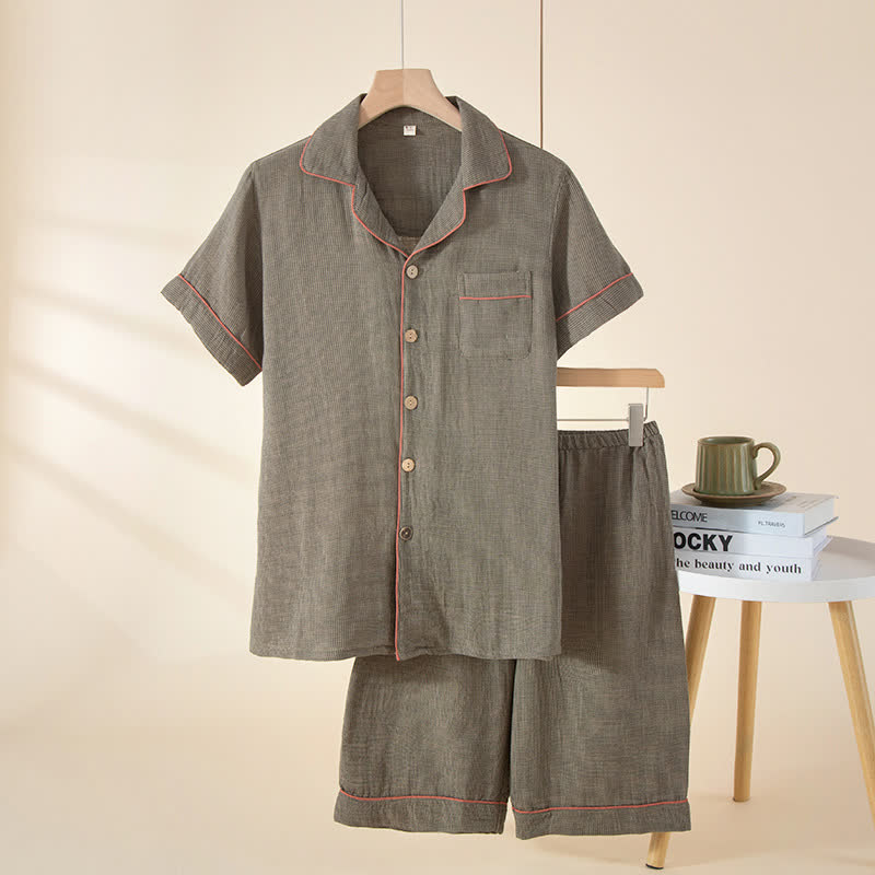 Minimalistischer Schlafanzug aus Musselin-Gaze - Graugrün - 2XL - image 13