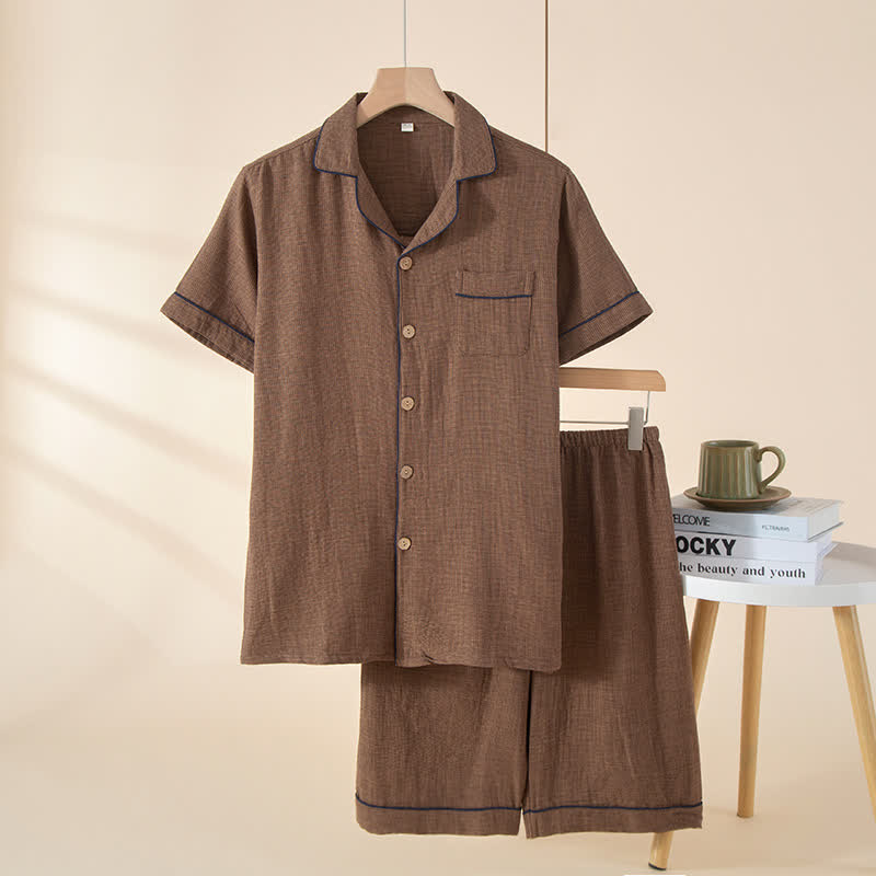 Minimalistischer Schlafanzug aus Musselin-Gaze - Kaffee - 2XL - image 11