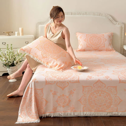 Baumwollgaze-Steppdecke mit mehrfarbigem Mandala-Muster - Orange - Königin - image 8