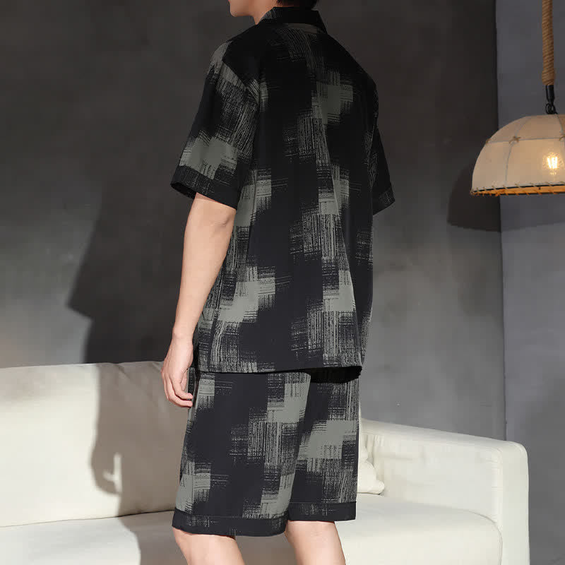 Loungewear-Set in Übergröße mit dunklem, abstraktem Muster - image 6