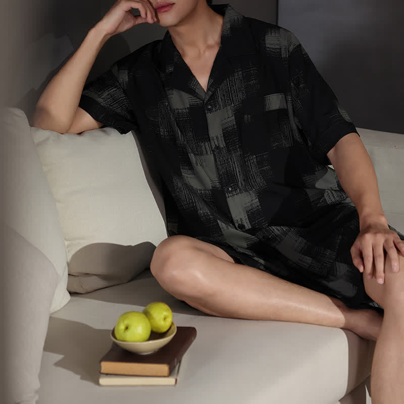 Loungewear-Set in Übergröße mit dunklem, abstraktem Muster - image 4