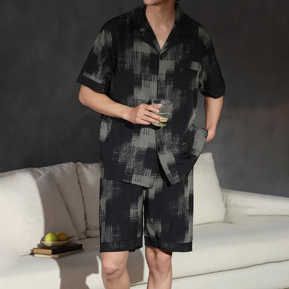 Loungewear-Set in Übergröße mit dunklem, abstraktem Muster - image 2