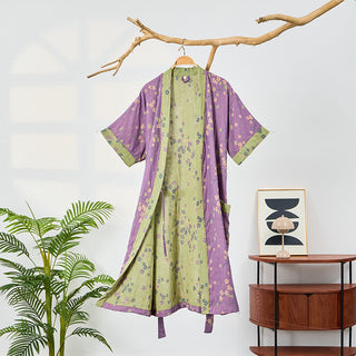 Kimono-Bademantel aus Musselin mit kurzen Ärmeln - Lila - 2XL - image 0