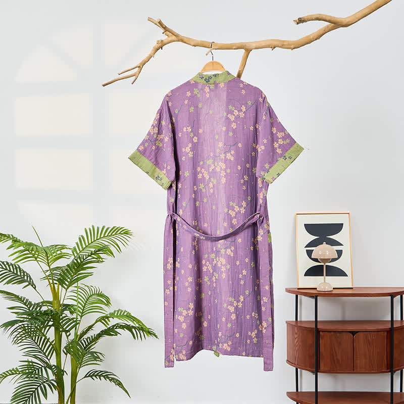 Kimono-Bademantel aus Musselin mit kurzen Ärmeln - image 1