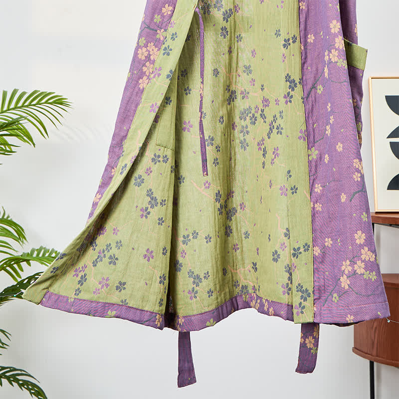 Kimono-Bademantel aus Musselin mit kurzen Ärmeln - image 3