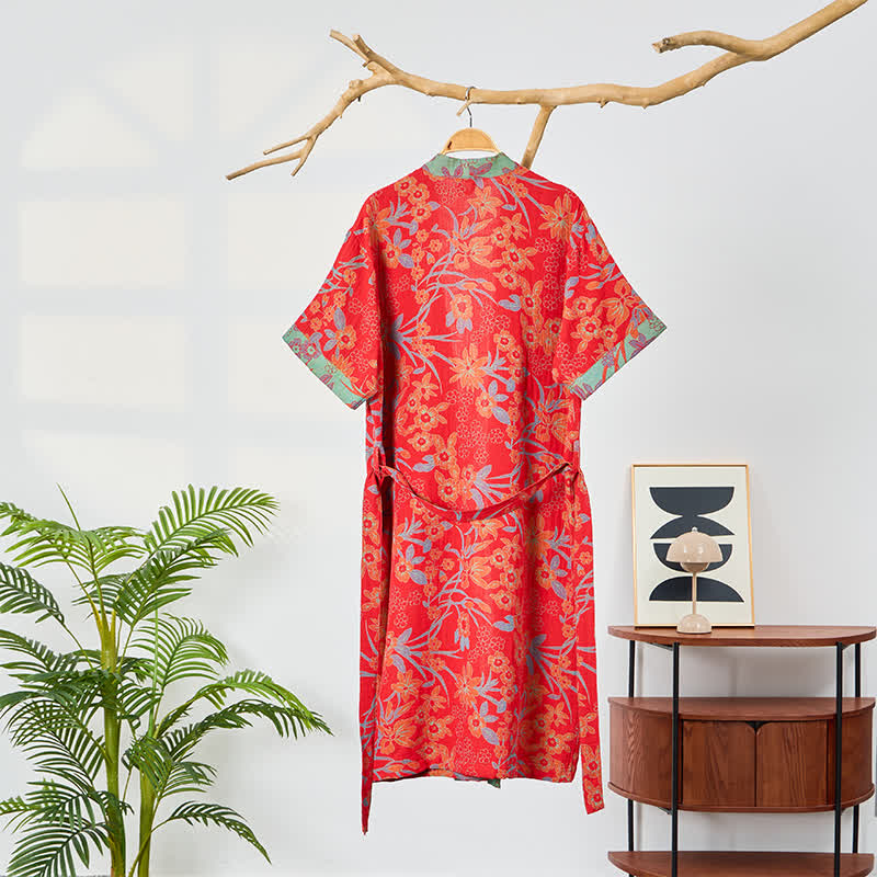 Kimono-Bademantel aus böhmischem Musselin mit Blumenmuster - image 1
