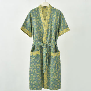 Kimono-Bademantel aus Baumwollgaze mit tropischem Farnmuster - Grün - 2XL - image 0