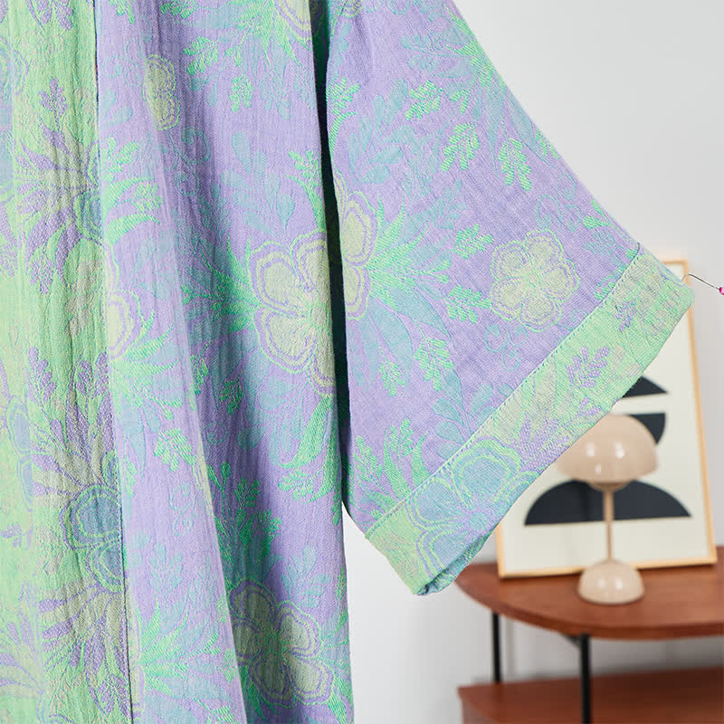 Erfrischender Kimono-Bademantel aus doppellagigem Gaze mit floralem Muster - image 5