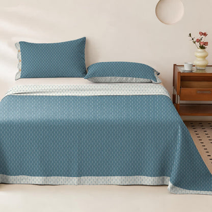 Tagesdecke aus Baumwoll-Doppelgaze mit Mini-Punkten - Tagesdecke mit 2 Kissenbezügen - 270cm x 245cm - Blau - image 3