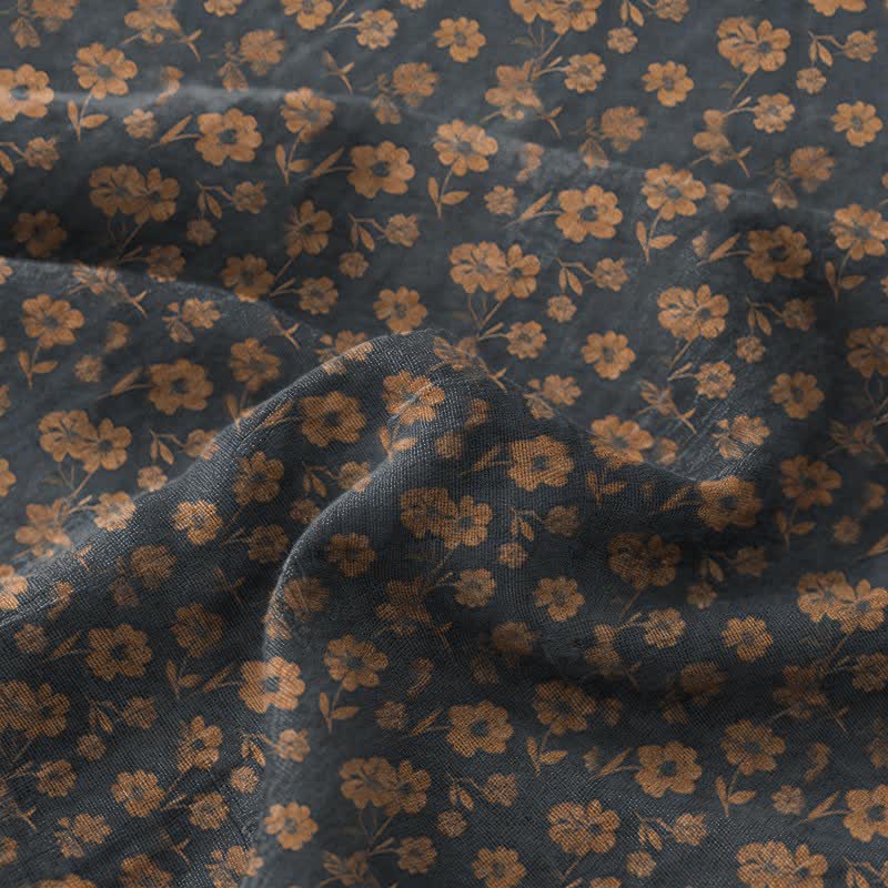 Dunkelblaue Tagesdecke aus Baumwoll-Doppelgaze mit botanischem Muster - image 3