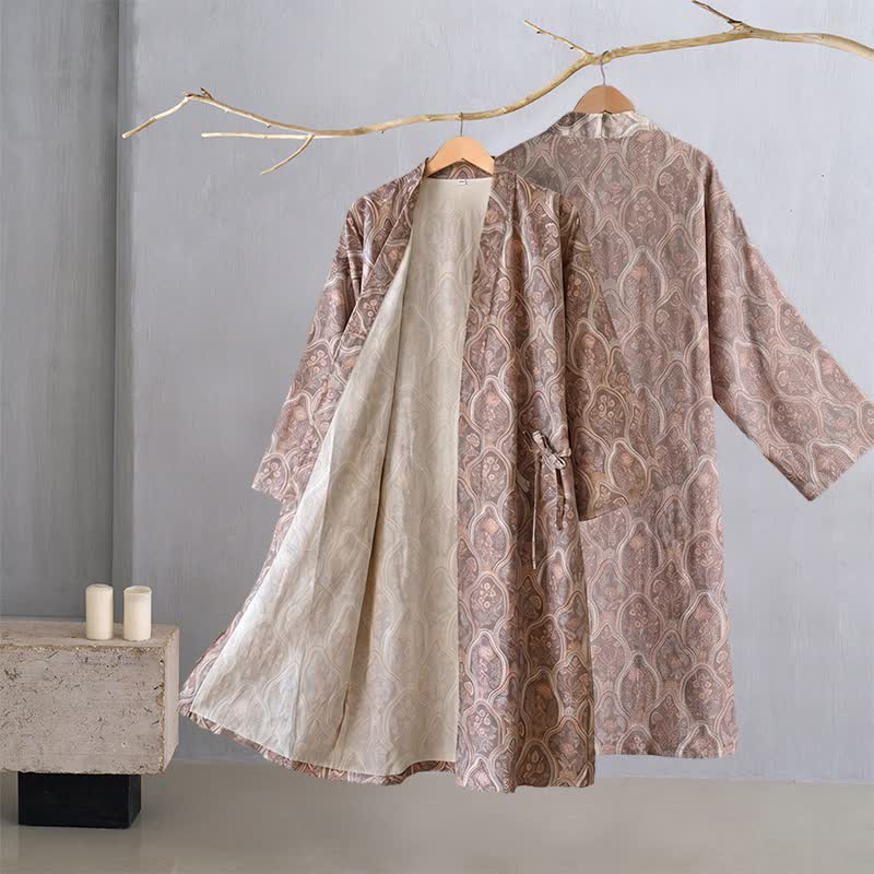 Boho Vintage Kimono-Bademantel aus Baumwollgaze - image 1