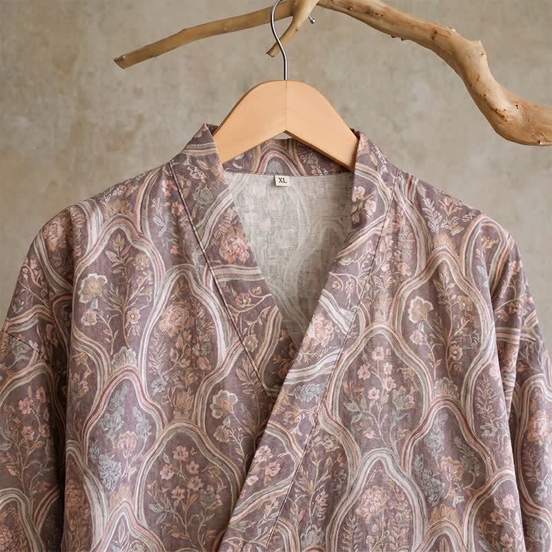 Boho Vintage Kimono-Bademantel aus Baumwollgaze - image 4